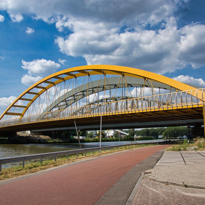 Metal Arch Bridge System Tied Steel Bowstring Arch Girder Hot Dip Galvanized