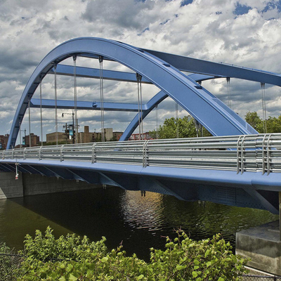 Metal Arch Bridge System Tied Steel Bowstring Arch Girder Hot Dip Galvanized