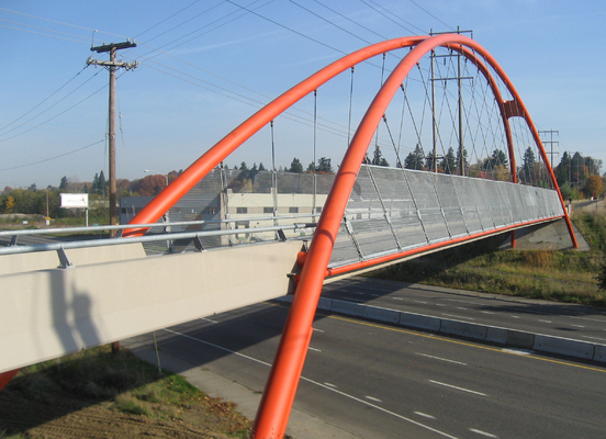 Precast Painted Steel Structural Bridge Q355 Tied Arch Crossing Pedestrian