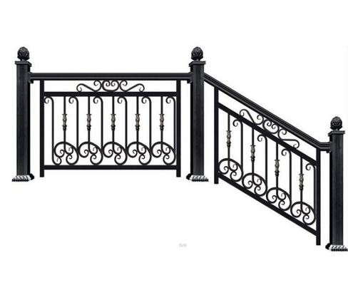 Fence Stair Railing Banister Handrail Hardware  Black Steel Post Modern Outdoor