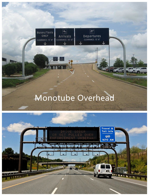 Highway Overhead Sign Structures Hot Dip Galvanized Steel Welding Rod Full Span Sign Bridge