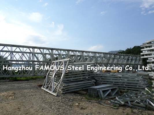 Steel Prefabricated Truss Bridge Concrete Deck Single Storey Double Lanes Permanent