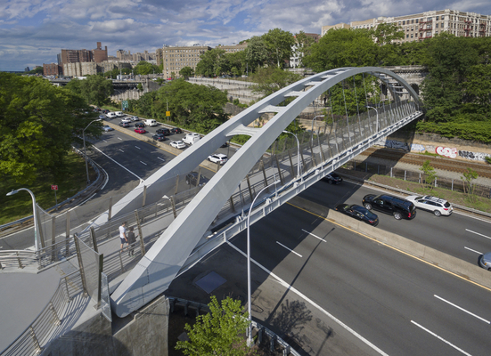 City Pedestrian Overpass Bridge Train Highway River Public Transportation