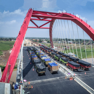 Metal Arch Bridge System Tied Steel Bowstring Arch Girder Hot Dip Galvanized