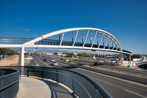 Precast Painted Steel Structural Bridge Q355 Tied Arch Crossing Pedestrian